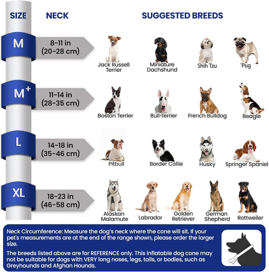 BARKLESS Inflatable Dog Cone, Soft Dog Donut Collar After Surgery, 2-in-1 Inflatable Collar with Detachable Anti-Licking Shield, Patented Donut Cone for Large Breeds to Stop Licking Wounds