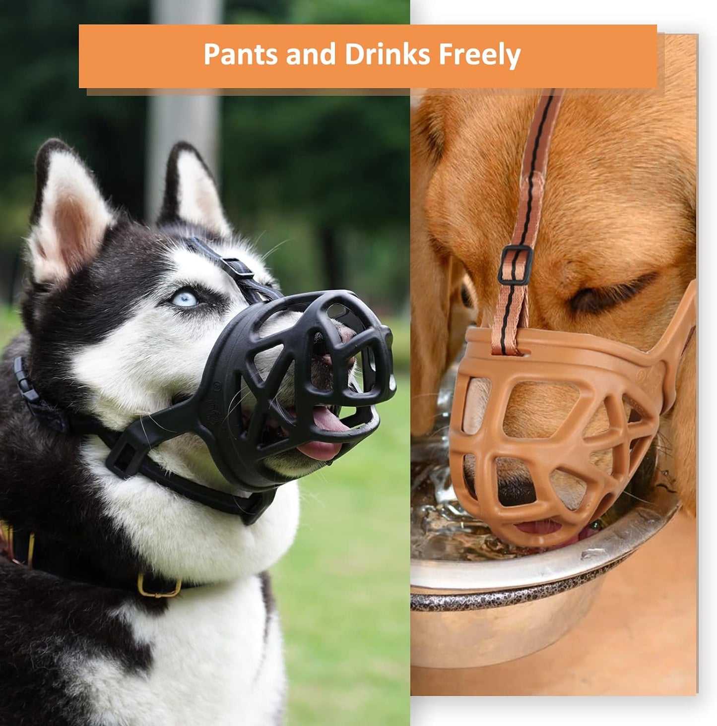 BARKLESS Dog Muzzle, Basket Muzzle for Biting, Chewing and Scavenging, Humane Cage Mouth Cover, Perfect for Grooming and Training Small, Medium, Large Aggressive Reactive Dogs (XS, Black)