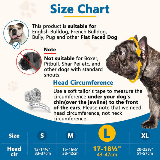 BARKLESS Short Snout Dog Muzzle, Soft Silicone Flat Faced Muzzle for French Bulldog Shih Tzu and Pug for Biting Chewing Licking and Grooming, Allows Panting