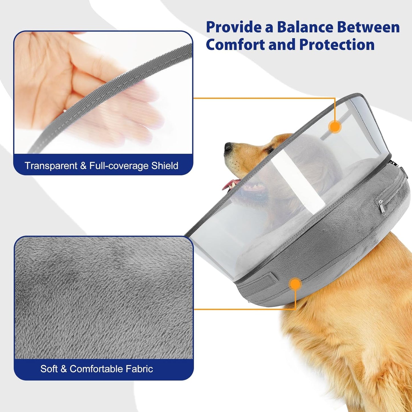 BARKLESS Inflatable Dog Cone, Soft Dog Donut Collar After Surgery, 2-in-1 Inflatable Collar with Detachable Anti-Licking Shield, Patented Donut Cone for Large Breeds to Stop Licking Wounds