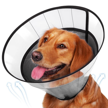 BARKLESS Transparent Dog Cone to Stop Licking Wounds, Soft E Collar, Medium
