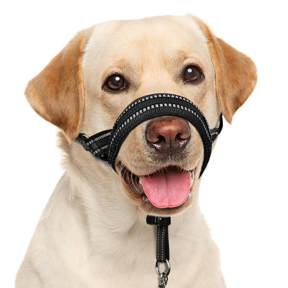 BARKLESS Soft Dog Head Collar, Patented Padded No Pull Head Halter, Training Nose Leash with Safety Link for Medium Large Dogs, Adjustable Muzzle Leash, Easy Control for Walking(Black, L)