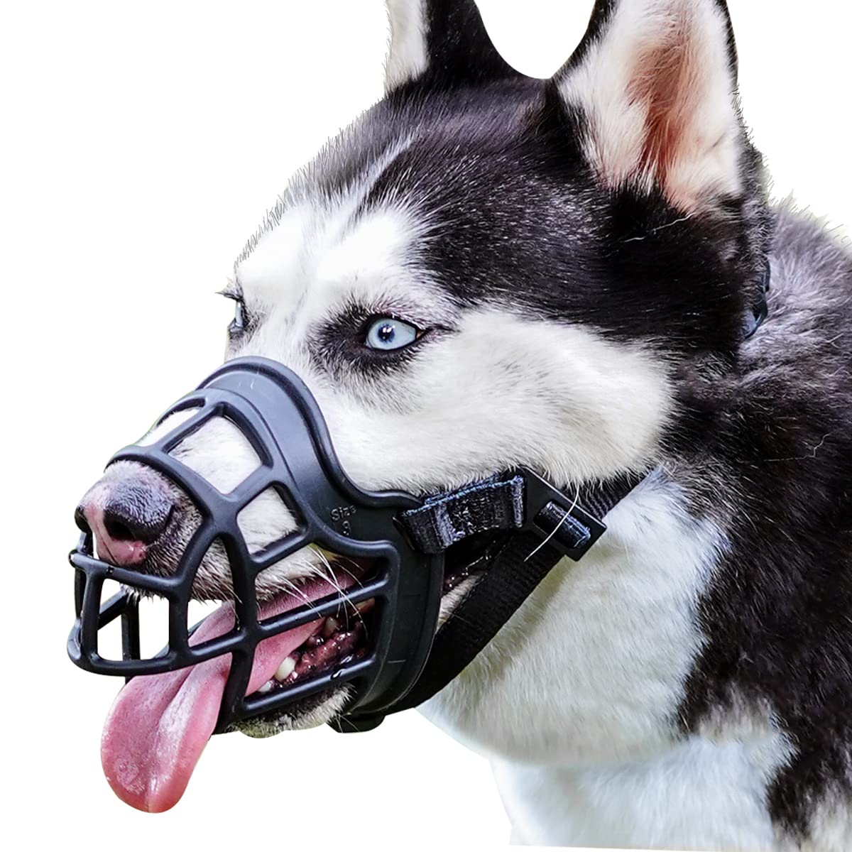 BARKLESS Dog Muzzle, Basket Muzzle Anti Biting Chewing, Sturdy Lightweight Cage Mouth Cover for Small Medium Large Sized Dogs, Allows Panting Drinking, Suitable for Grooming Trimming Training