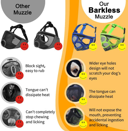 BARKLESS French Bulldog Muzzle, Short Snout Mesh Dog Muzzle with Tongue Out Design for Flat Face Dog Shih Tzu English Bulldog,Prevent Biting Chewing Allows Grooming