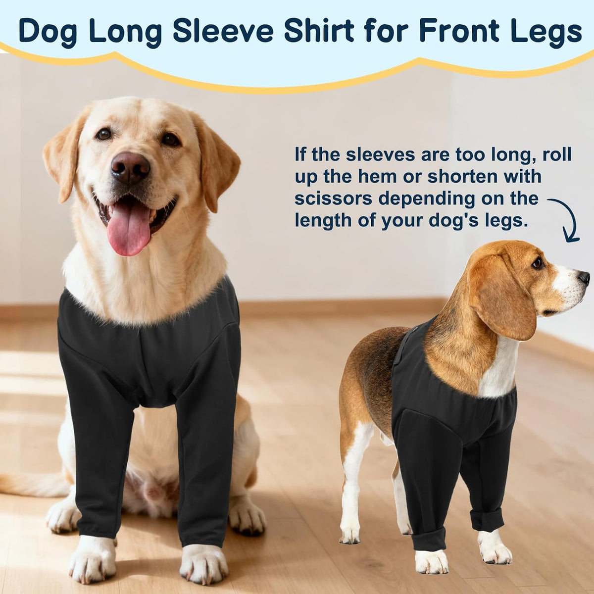 BARKLESS Dog Front Leg Sleeve to Prevent Licking, Soft Recovery Suit