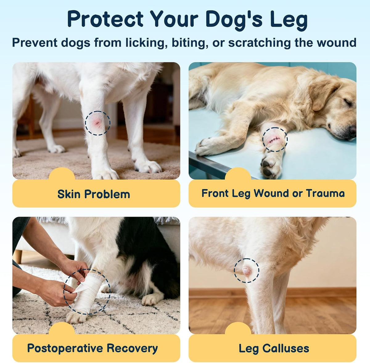 BARKLESS Dog Front Leg Sleeve to Prevent Licking, Soft Recovery Suit