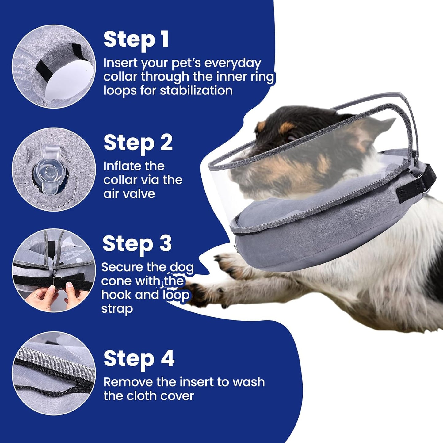 BARKLESS Dog Cone, Inflatable Dog Cone After Surgery for Large Breeds, Soft Surgery Collar with Enhanced Anti-Licking Guard Shield for Pets, Protective Donut Collar