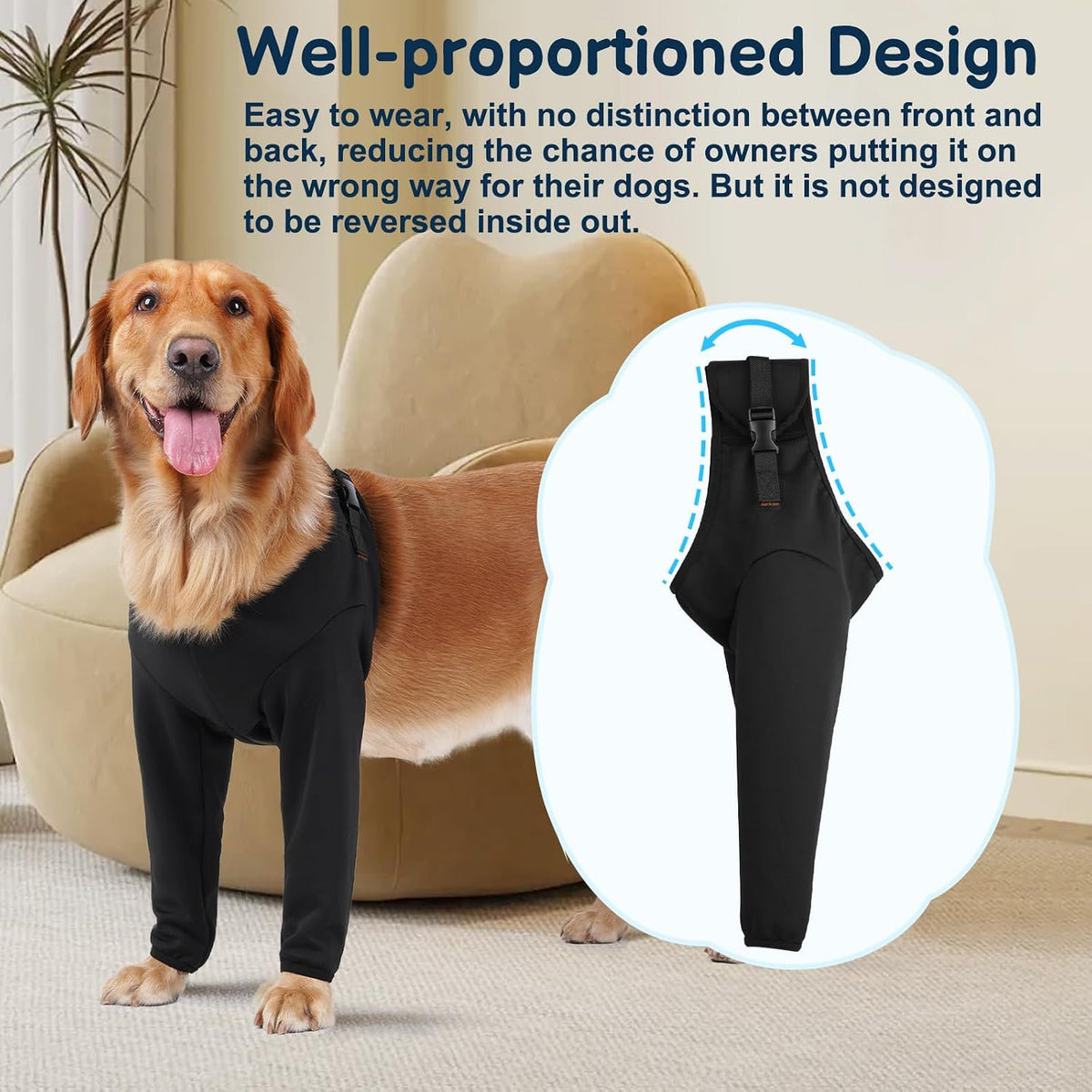 BARKLESS Dog Front Leg Sleeve to Prevent Licking, Soft Recovery Suit