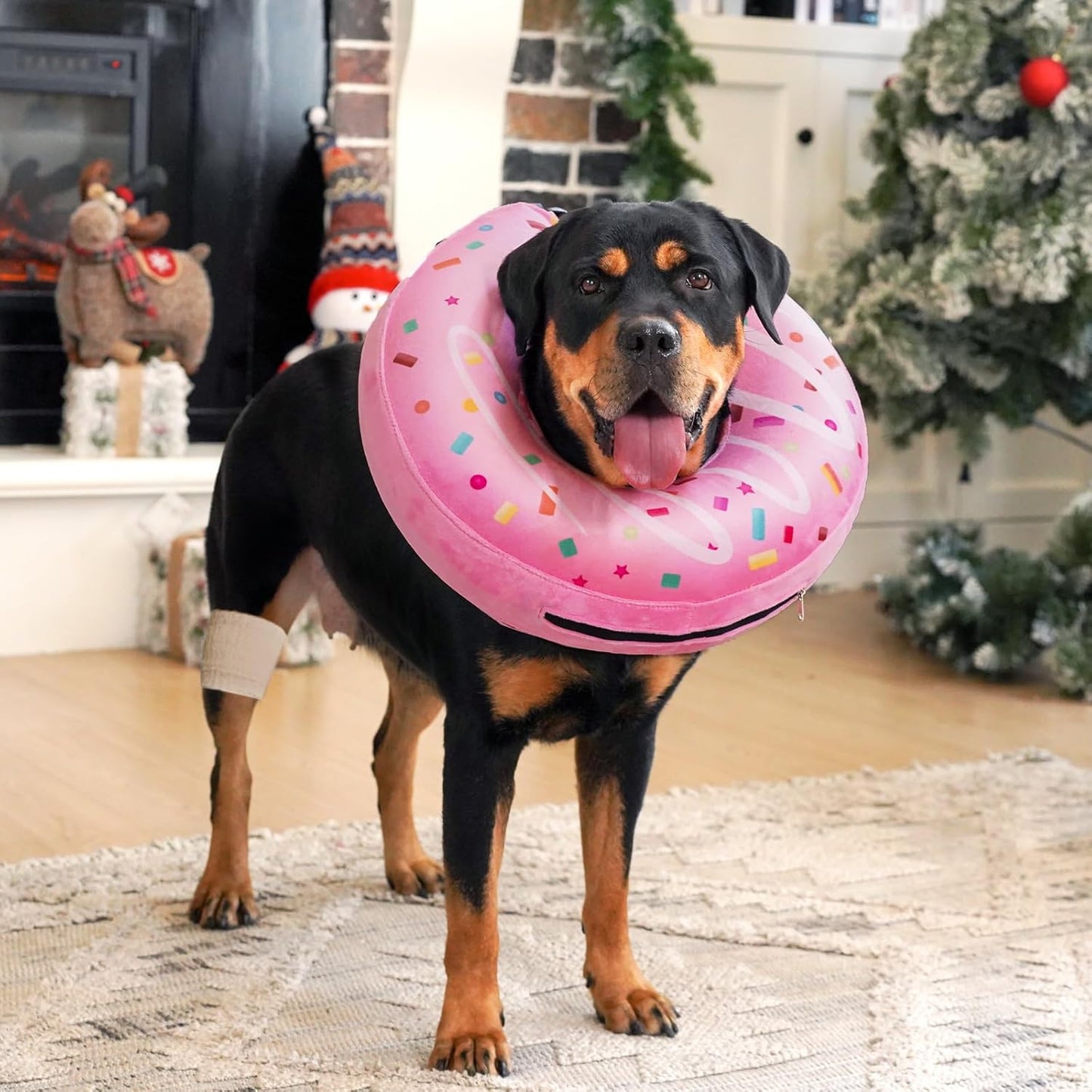 Inflatable Dog Pillow Cone Collar After Surgery, Donut Soft Neck Cone for Chihuahua Pomeranian Small Dogs, etc, Recovery E Collar to Stop Licking Pink