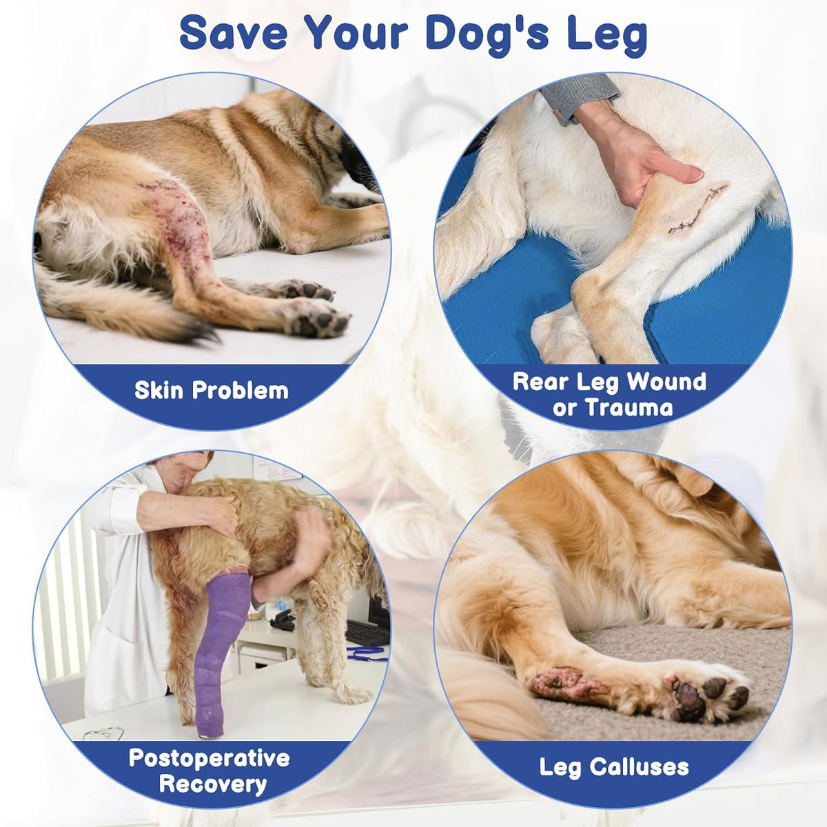BARKLESS Single Dog Rear Leg Sleeve to Stop Licking, Suit for Post Surgery