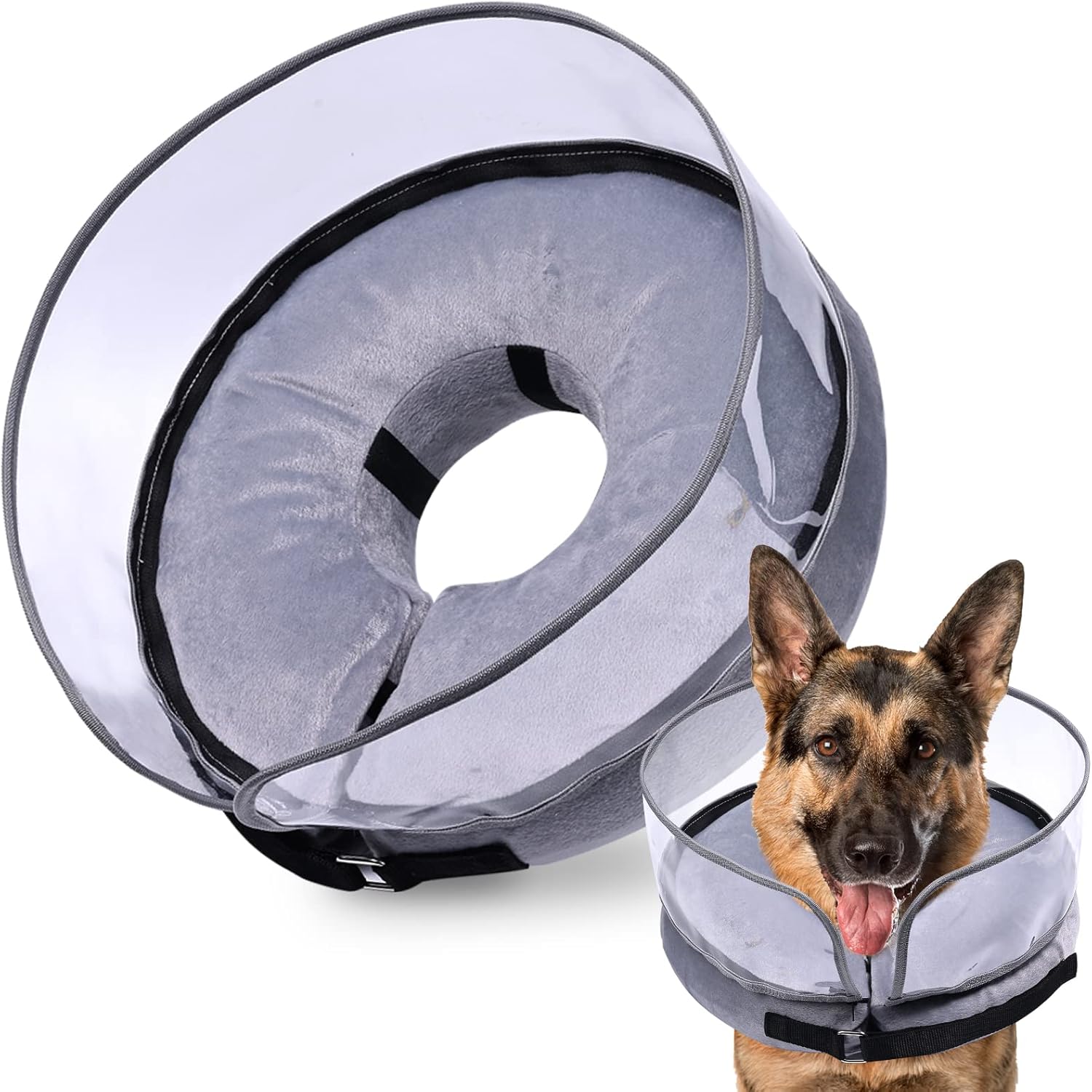 BARKLESS Dog Cone, Inflatable Dog Cone After Surgery for Large Breeds, Soft Surgery Collar with Enhanced Anti-Licking Guard Shield for Pets, Protective Donut Collar