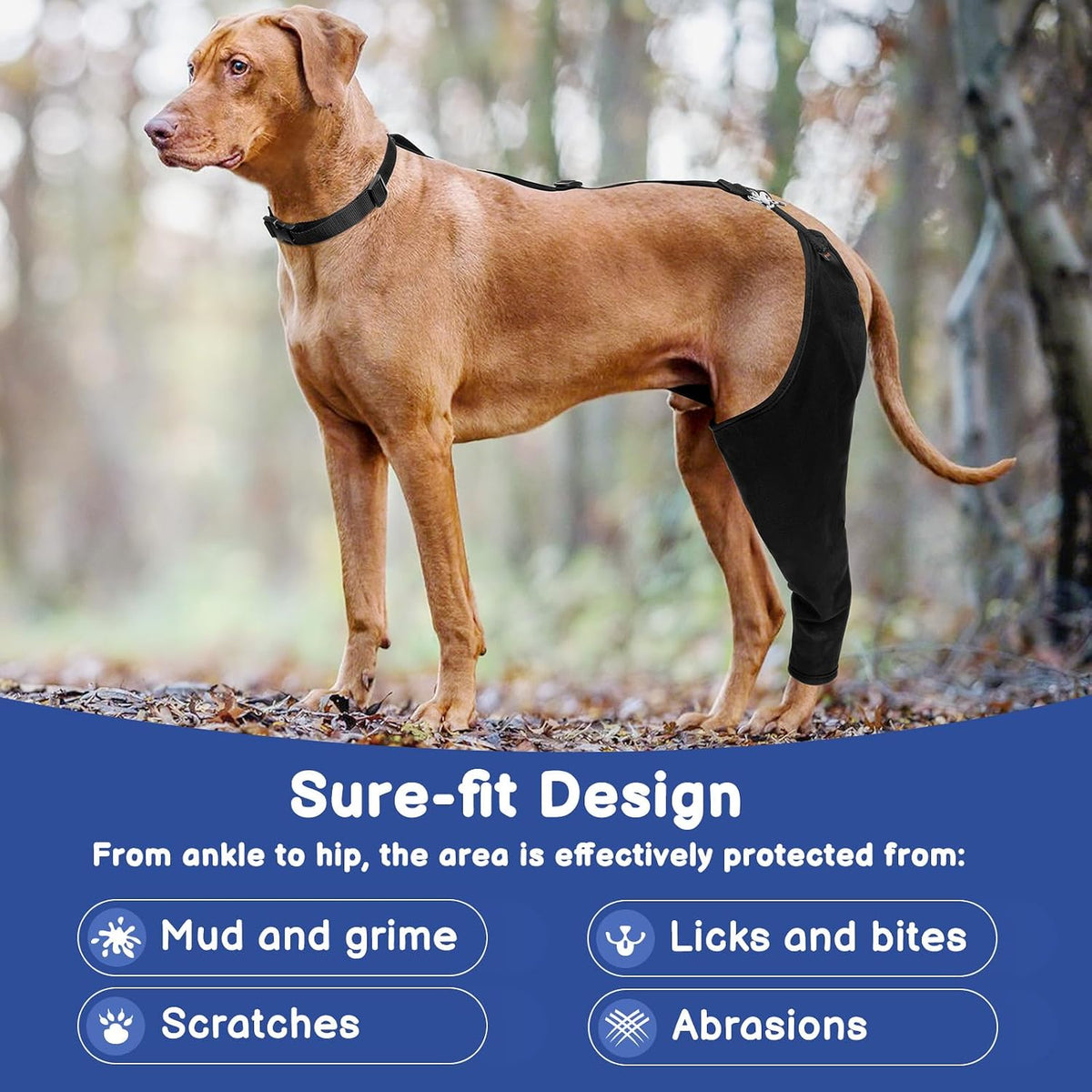 BARKLESS Single Dog Rear Leg Sleeve to Stop Licking, Suit for Post Surgery