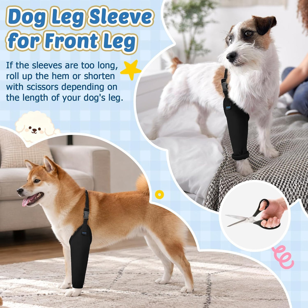 BARKLESS Small Dog Front Leg Sleeve for Wound, Surgery Suit to Stop Licking