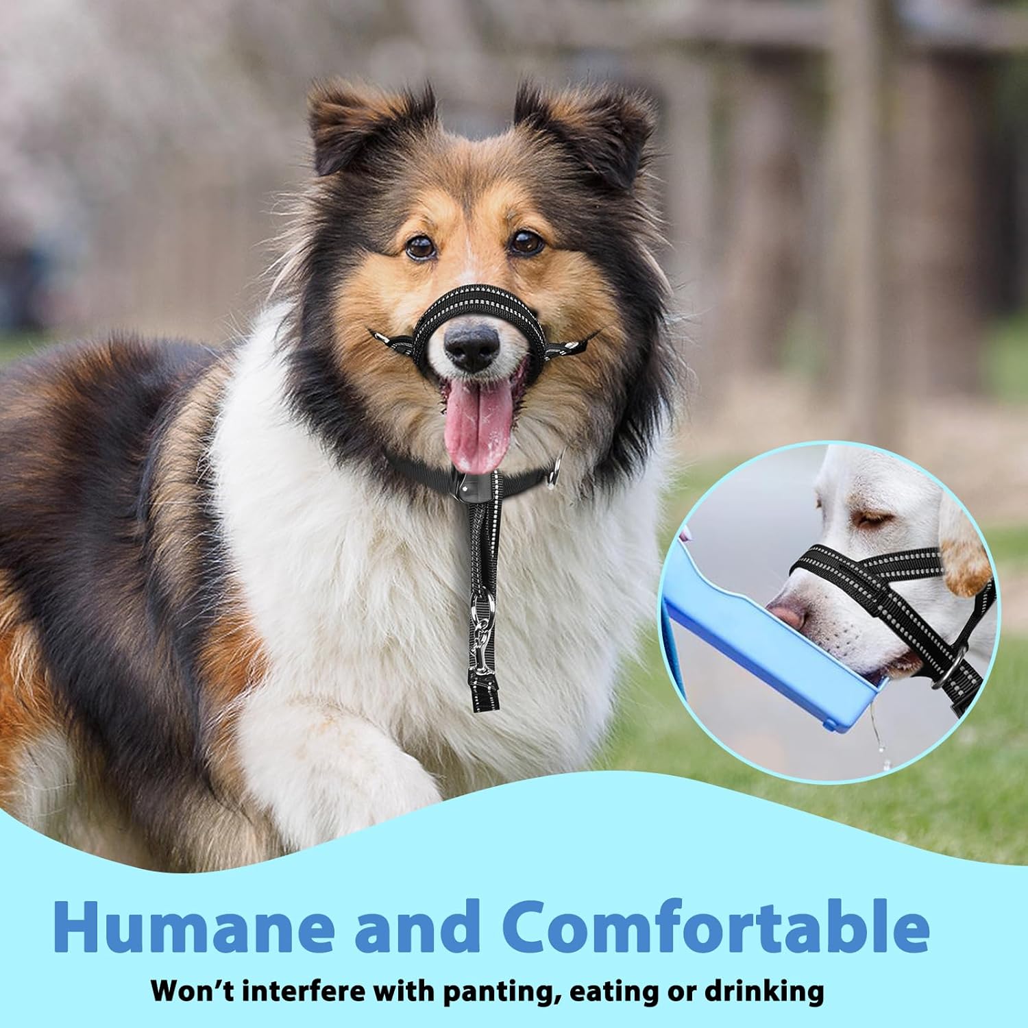 BARKLESS Soft Dog Head Collar, Patented Padded No Pull Head Halter, Training Nose Leash with Safety Link for Medium Large Dogs, Adjustable Muzzle Leash, Easy Control for Walking(Black, L)