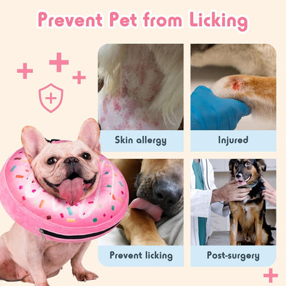 Inflatable Dog Pillow Cone Collar After Surgery, Donut Soft Neck Cone for Chihuahua Pomeranian Small Dogs, etc, Recovery E Collar to Stop Licking Pink