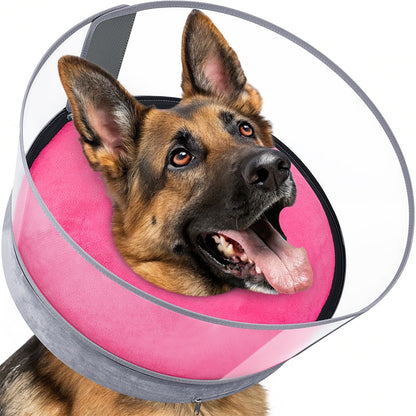 BARKLESS Dog Donut Collar, 2-in-I Inflatable Dog Collars for After Surgery to Stop Licking Wounds, Patented Protective Donut Cone with High Shield for Large Pets (Grey, XL)