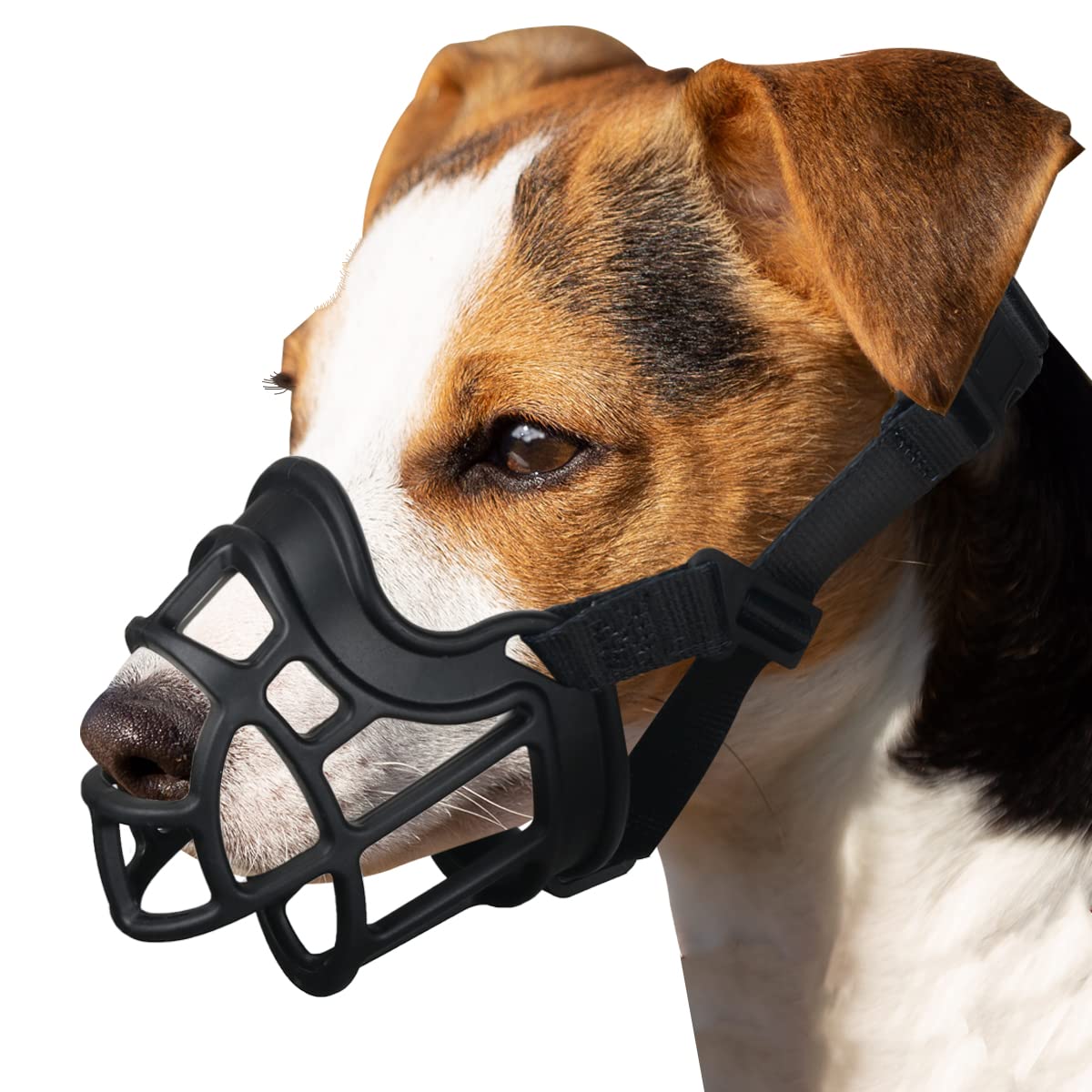 BARKLESS Dog Muzzle, Basket Muzzle Anti Biting Chewing, Sturdy Lightweight Cage Mouth Cover for Small Medium Large Sized Dogs, Allows Panting Drinking, Suitable for Grooming Trimming Training