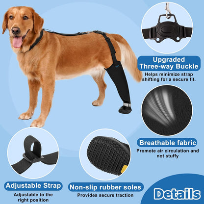 BARKLESS Rear Leg Sleeve with Paw Protector, Dog Bootie to Prevent Licking