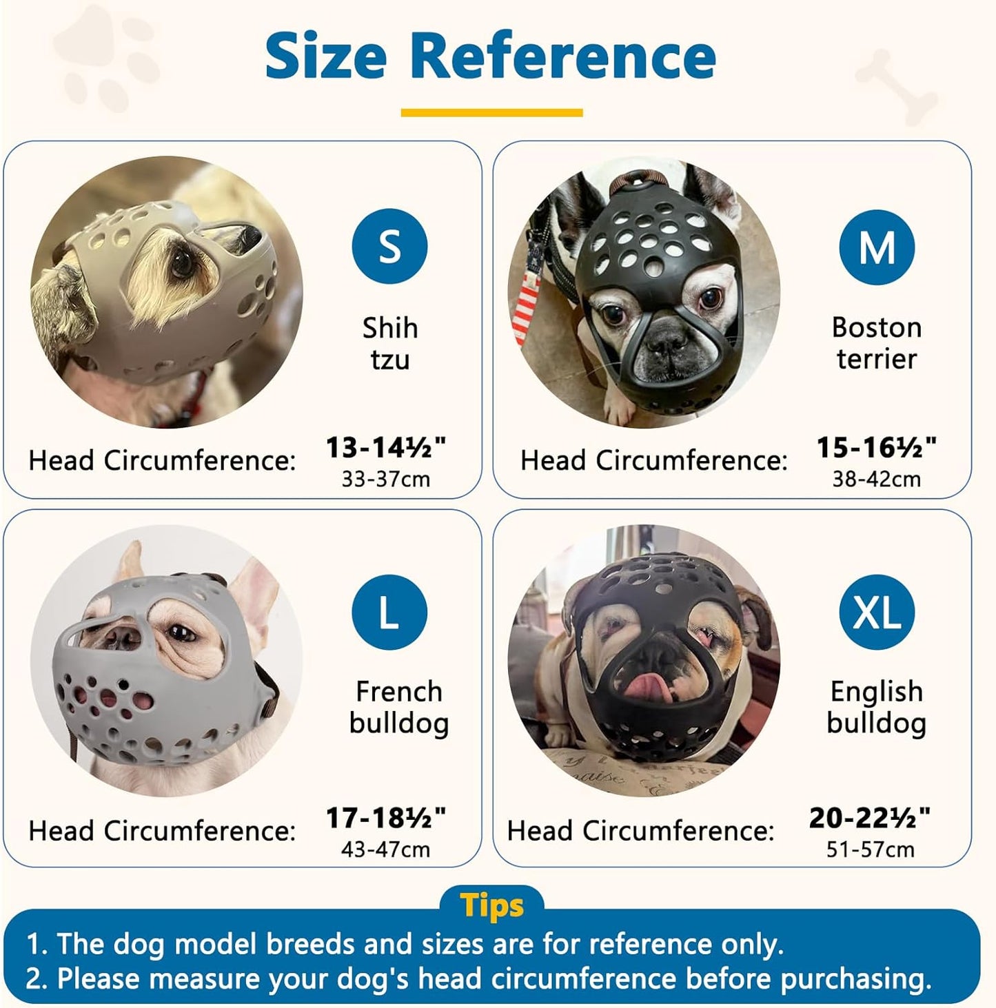 BARKLESS Short Snout Dog Muzzle, Soft Silicone Flat Faced Muzzle for French Bulldog Shih Tzu and Pug for Biting Chewing Licking and Grooming, Allows Panting