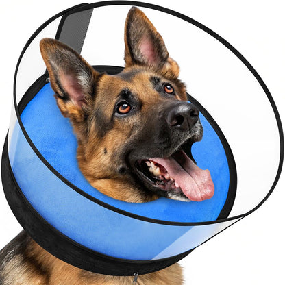BARKLESS Dog Donut Collar, 2-in-I Inflatable Dog Collars for After Surgery to Stop Licking Wounds, Patented Protective Donut Cone with High Shield for Large Pets (Grey, XL)