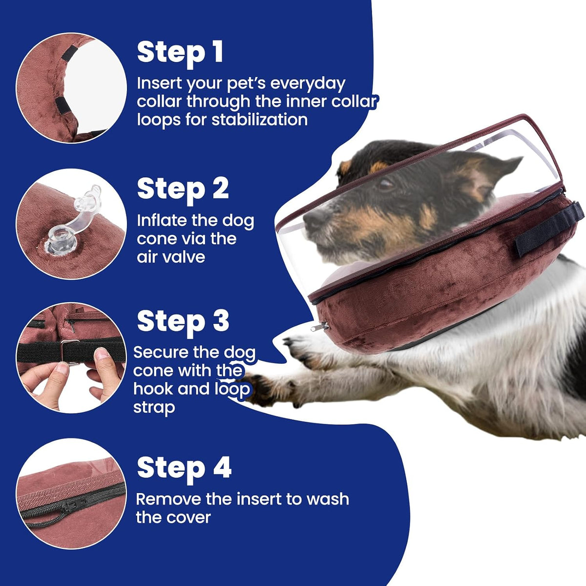 BARKLESS Inflatable Dog Cone for Large Dog to Stop Licking with Soft Guard