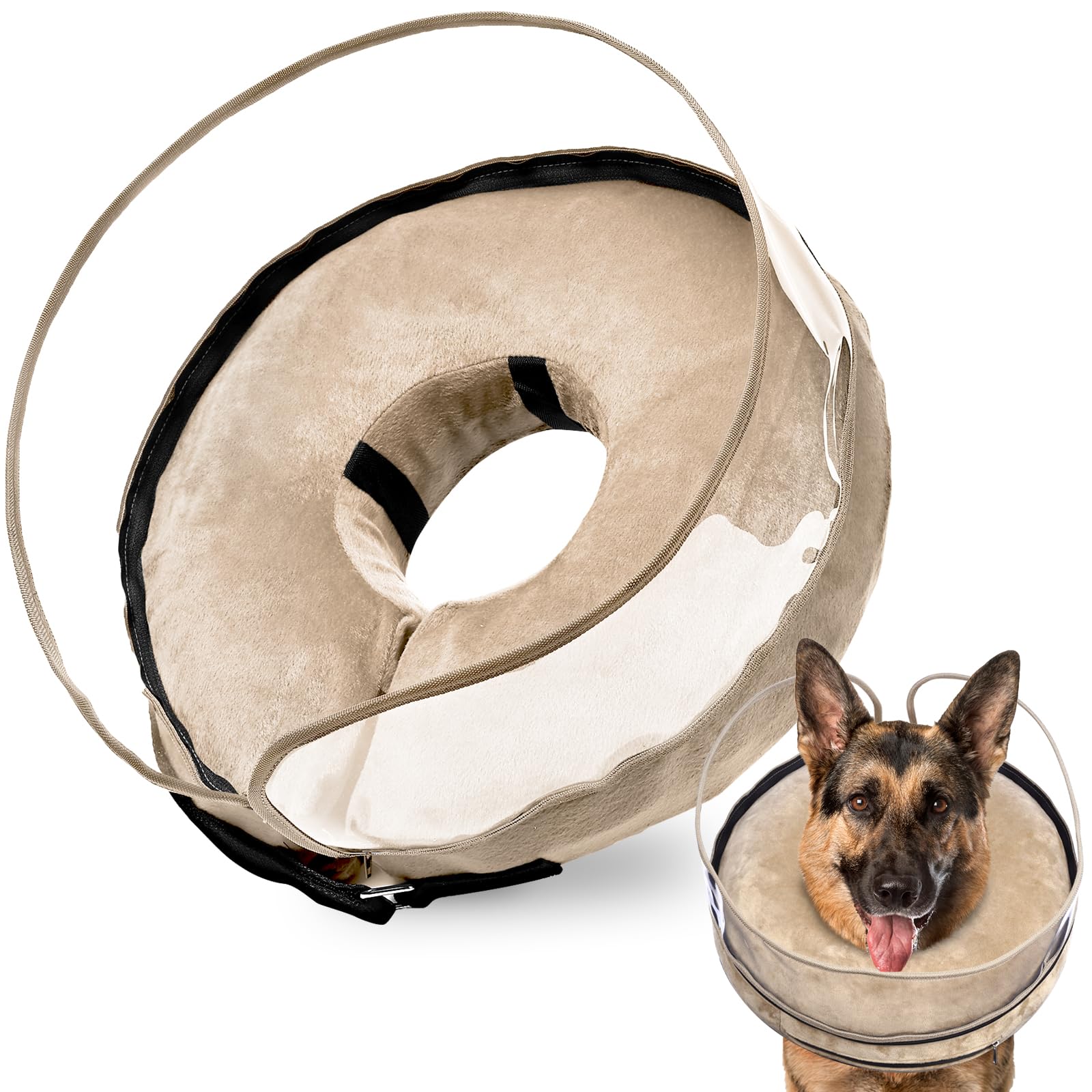 BARKLESS Dog Cone, Inflatable Dog Cone After Surgery for Large Breeds, Soft Surgery Collar with Enhanced Anti-Licking Guard Shield for Pets, Protective Donut Collar