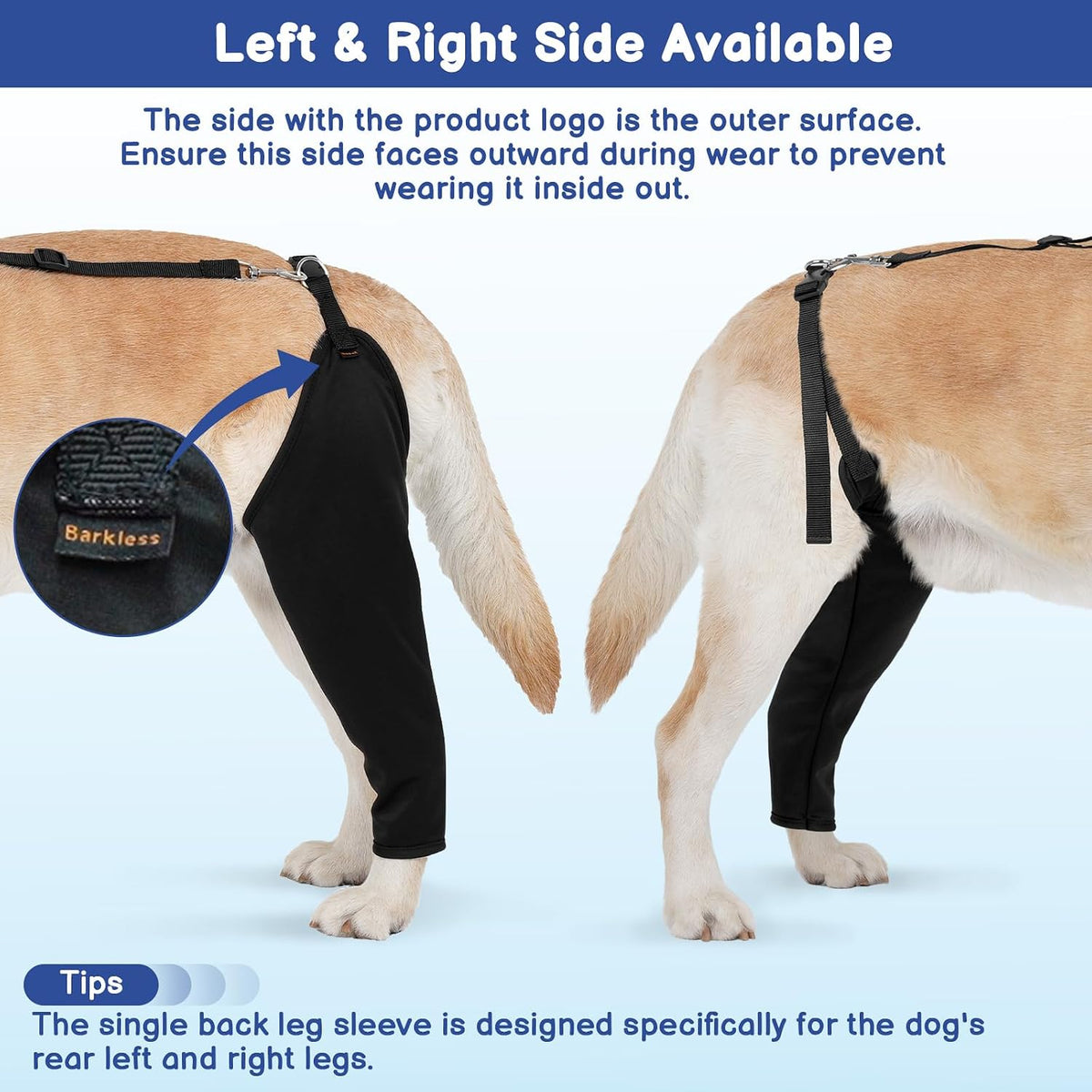BARKLESS Single Dog Rear Leg Sleeve to Stop Licking, Suit for Post Surgery