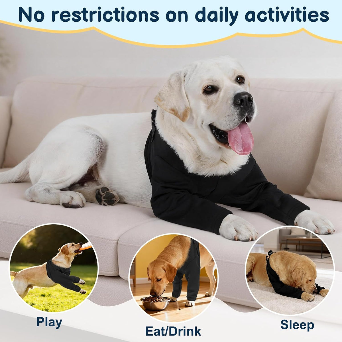 BARKLESS Dog Front Leg Sleeve to Prevent Licking, Soft Recovery Suit