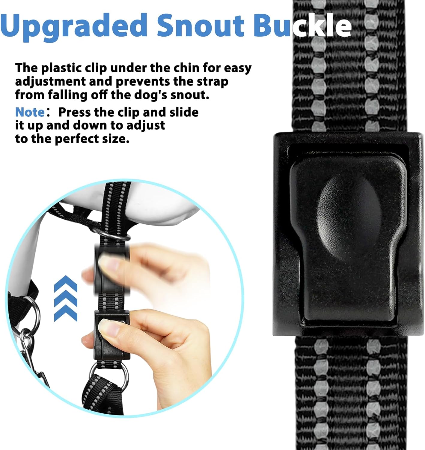 BARKLESS Soft Dog Head Collar, Patented Padded No Pull Head Halter, Training Nose Leash with Safety Link for Medium Large Dogs, Adjustable Muzzle Leash, Easy Control for Walking(Black, L)