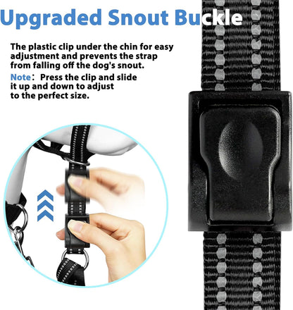 BARKLESS Soft Dog Head Collar, Patented Padded No Pull Head Halter, Training Nose Leash with Safety Link for Medium Large Dogs, Adjustable Muzzle Leash, Easy Control for Walking(Black, L)
