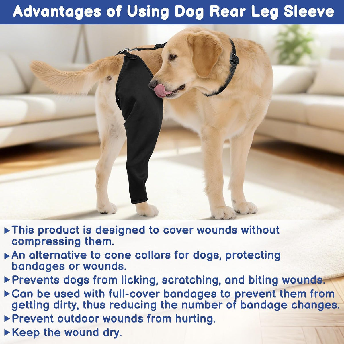 BARKLESS Single Dog Rear Leg Sleeve to Stop Licking, Suit for Post Surgery