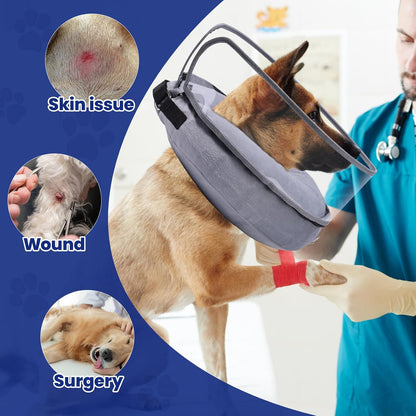 BARKLESS Dog Cone, Inflatable Dog Cone After Surgery for Large Breeds, Soft Surgery Collar with Enhanced Anti-Licking Guard Shield for Pets, Protective Donut Collar