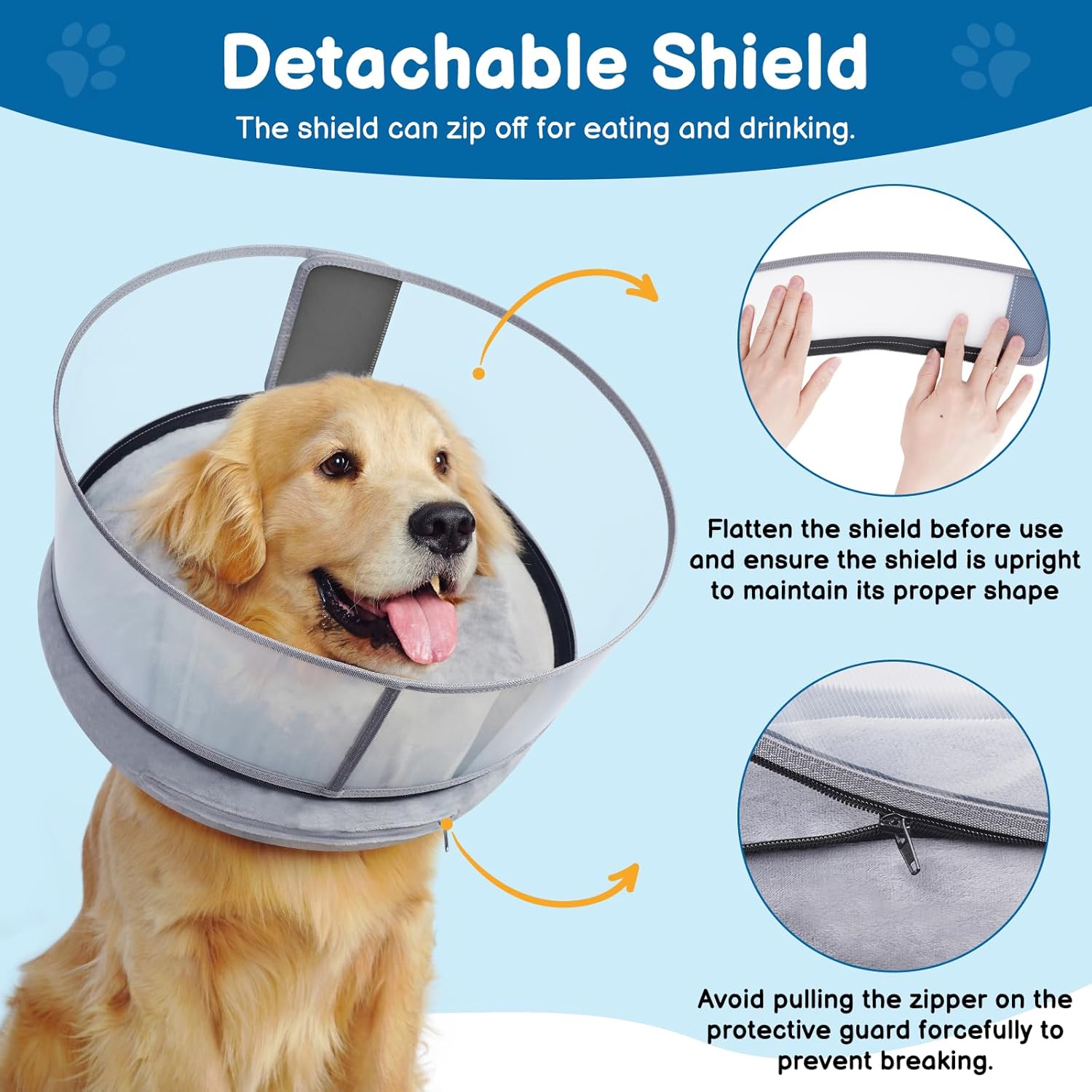 BARKLESS Dog Donut Collar, 2-in-I Inflatable Dog Collars for After Surgery to Stop Licking Wounds, Patented Protective Donut Cone with High Shield for Large Pets (Grey, XL)