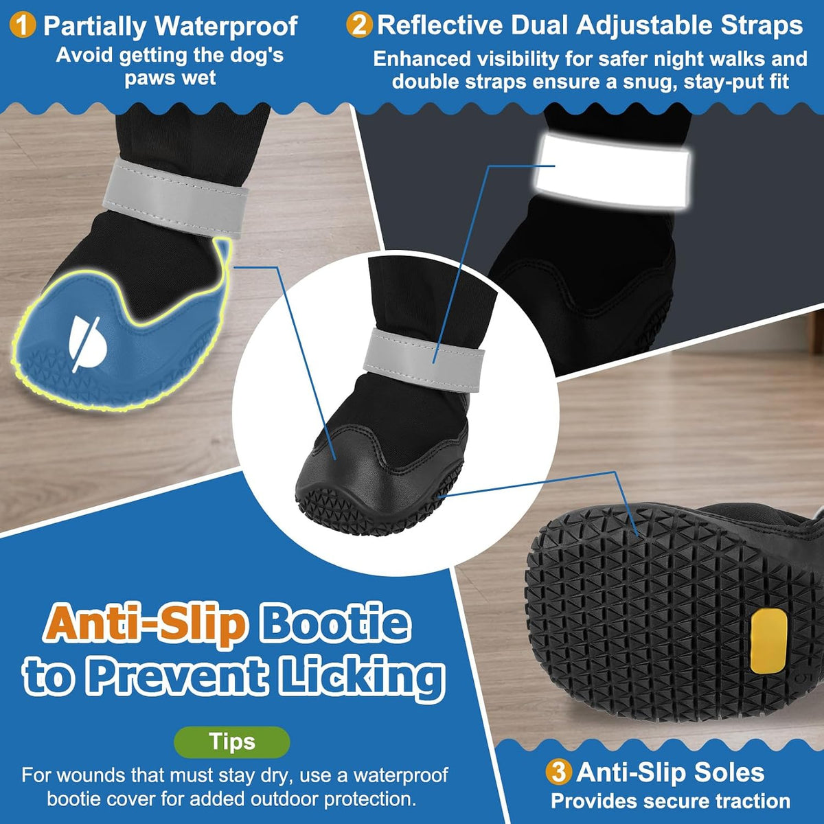 BARKLESS Rear Leg Sleeve with Paw Protector, Dog Bootie to Prevent Licking