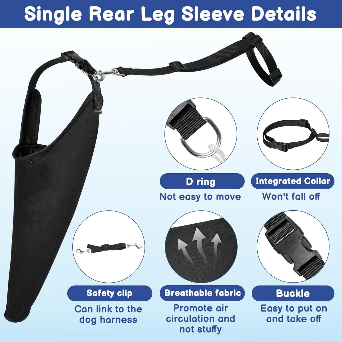 BARKLESS Single Dog Rear Leg Sleeve to Stop Licking, Suit for Post Surgery
