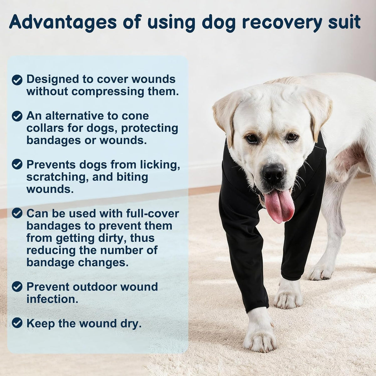 BARKLESS Dog Front Leg Sleeve to Prevent Licking, Soft Recovery Suit