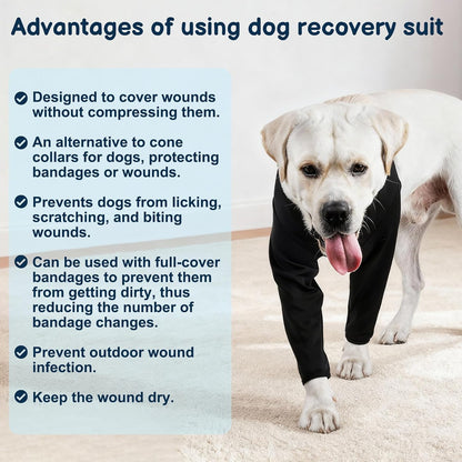 BARKLESS Dog Front Leg Sleeve to Prevent Licking, Soft Recovery Suit