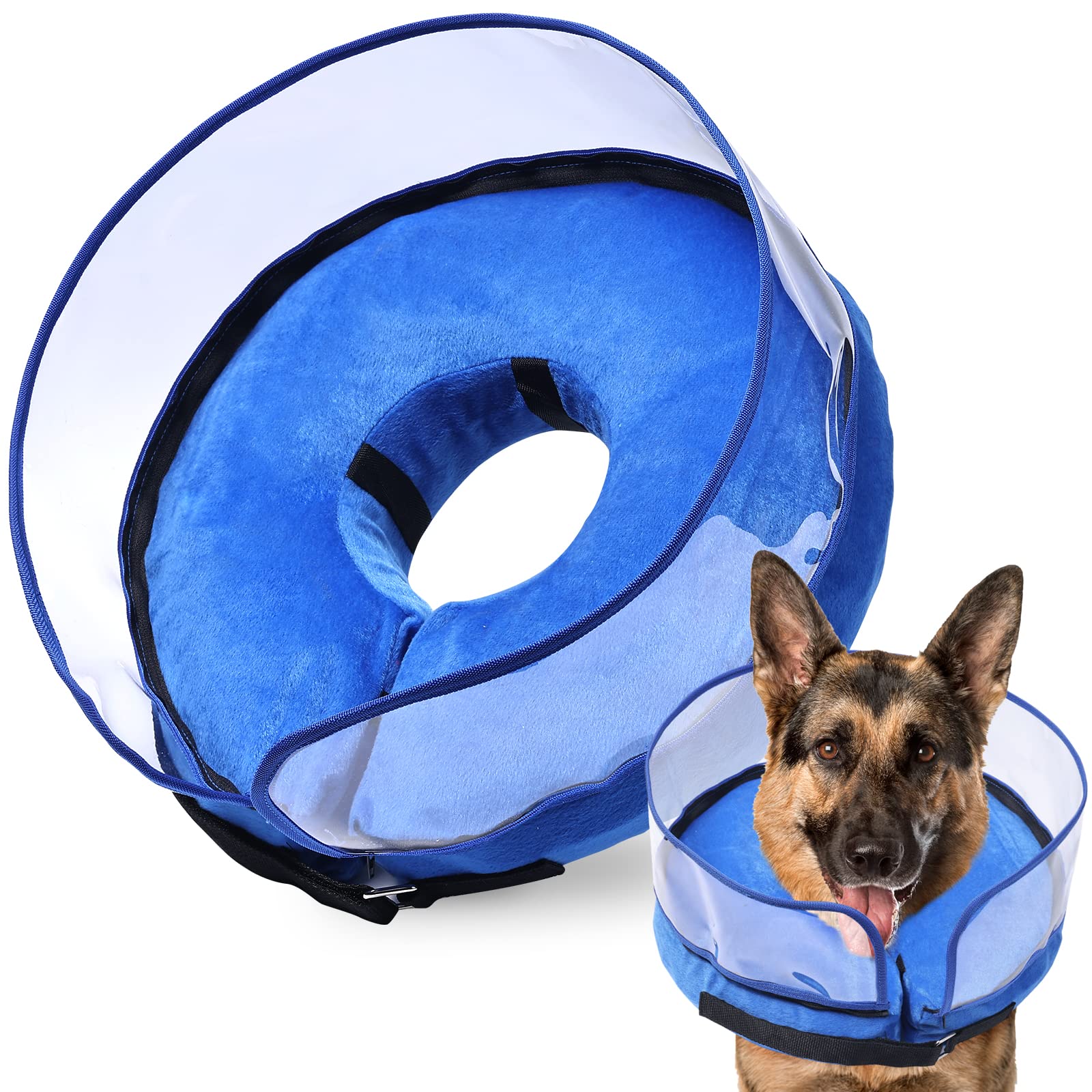 BARKLESS Dog Cone, Inflatable Dog Cone After Surgery for Large Breeds, Soft Surgery Collar with Enhanced Anti-Licking Guard Shield for Pets, Protective Donut Collar