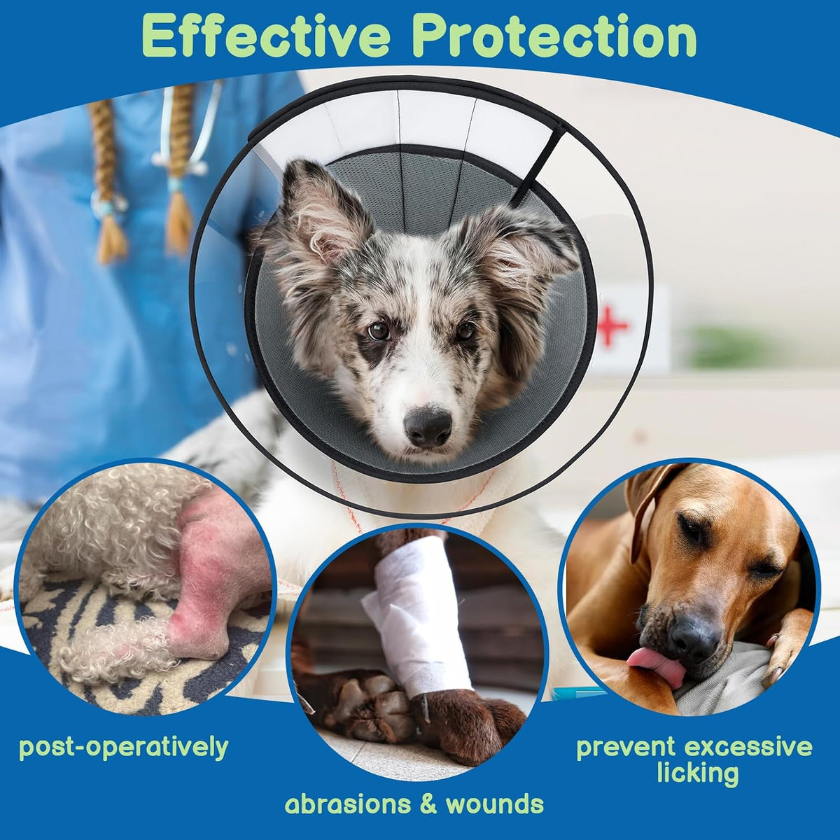 BARKLESS Transparent Dog Cone to Stop Licking Wounds, Soft E Collar, Medium