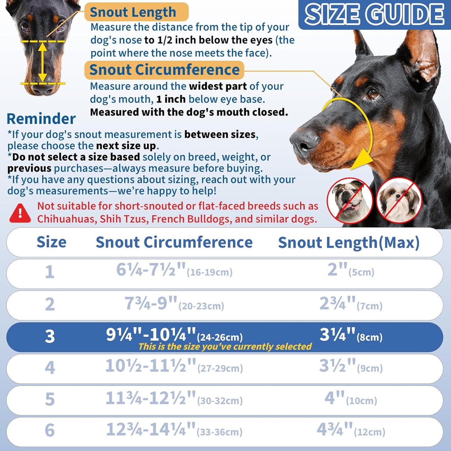 BARKLESS Dog Muzzle to Prevent Biting, Scavenging, Basket Muzzle for Large Medium Sized Dogs, Soft & Lightweight & Sturdy Mouth Cover with Removable Collar Loop for Training, Walking (Black, 3)