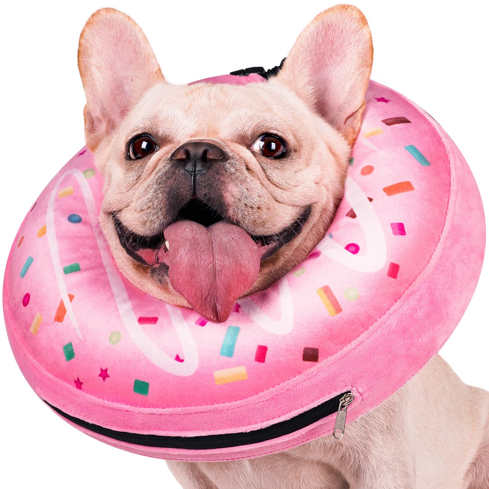 Inflatable Dog Pillow Cone Collar After Surgery, Donut Soft Neck Cone for Chihuahua Pomeranian Small Dogs, etc, Recovery E Collar to Stop Licking Pink