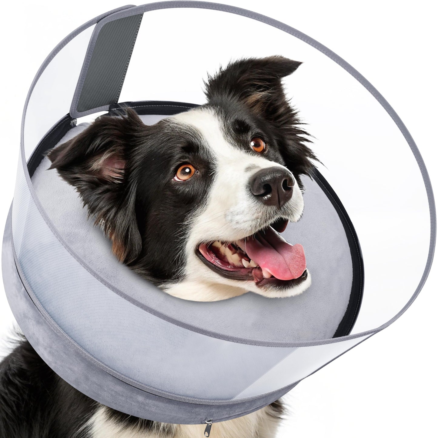 BARKLESS Dog Donut Collar, 2-in-I Inflatable Dog Collars for After Surgery to Stop Licking Wounds, Patented Protective Donut Cone with High Shield for Large Pets (Grey, XL)