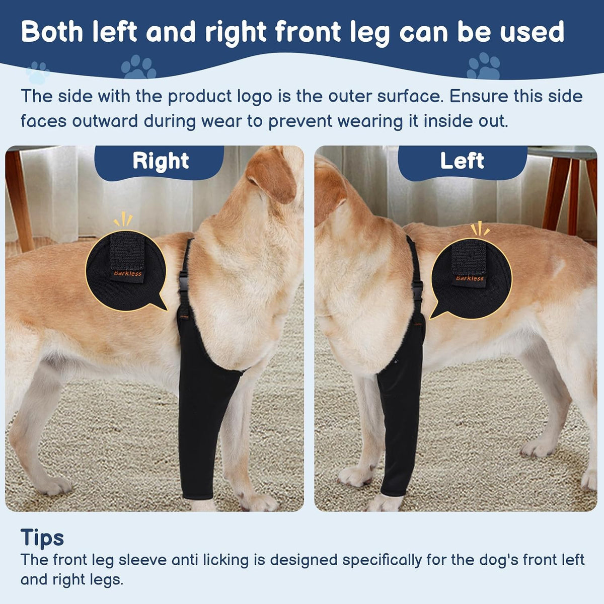BARKLESS Dog Leg Sleeve for Front Single Leg After Surgery to Stop Licking