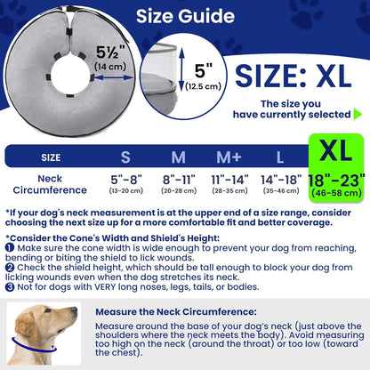 BARKLESS Dog Cone, Inflatable Dog Cone After Surgery for Large Breeds, Soft Surgery Collar with Enhanced Anti-Licking Guard Shield for Pets, Protective Donut Collar