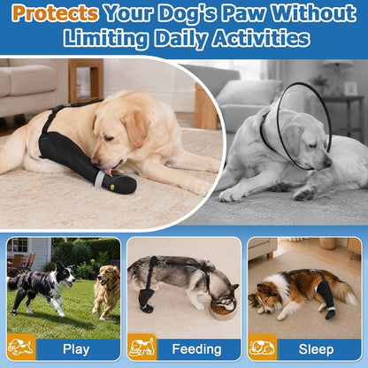 BARKLESS Rear Leg Sleeve with Paw Protector, Dog Bootie to Prevent Licking