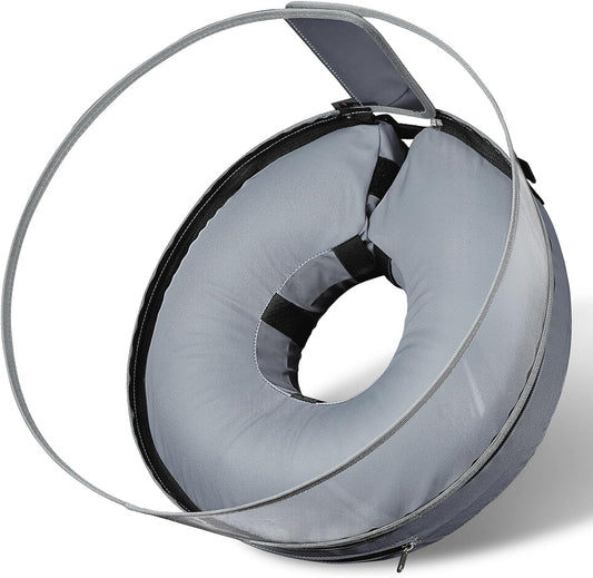 BARKLESS Donut Cone for Large Dogs, Protective Collar After Surgery to Stop Licking, Blow up Dog Surgery Collar with Transparent Shield, Inflatable Pillow Cone for Labrador, Rottweiler