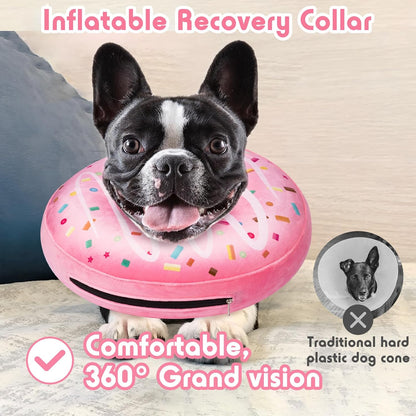 Inflatable Dog Pillow Cone Collar After Surgery, Donut Soft Neck Cone for Chihuahua Pomeranian Small Dogs, etc, Recovery E Collar to Stop Licking Pink